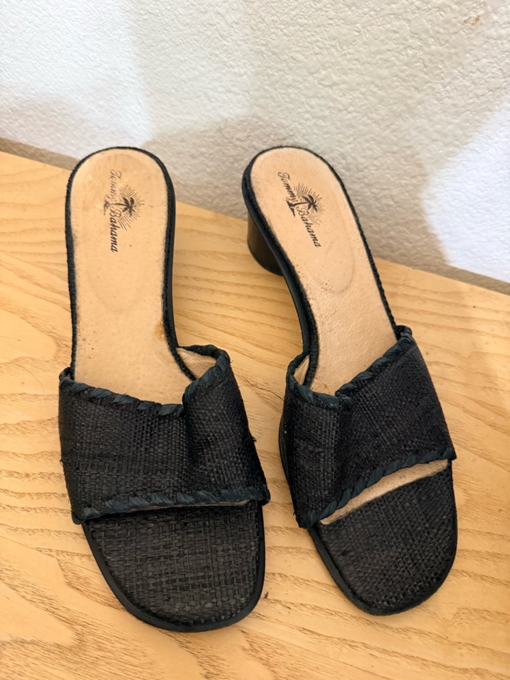 Tommy Bahama Black Woven Slide Mules